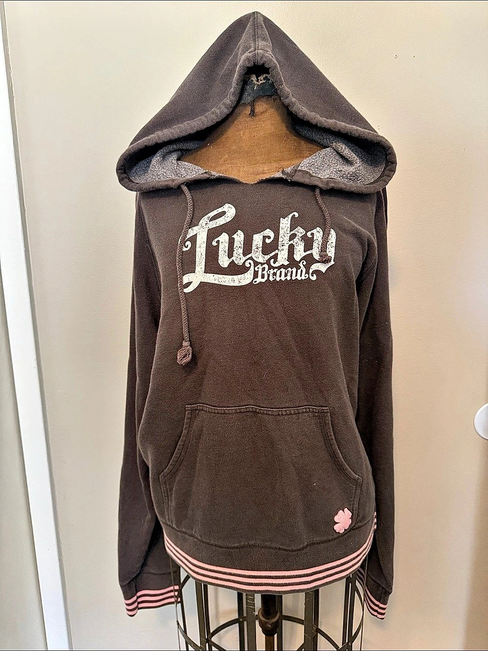 Lucky Brand Graphic Pullover Hoodie Brown XL